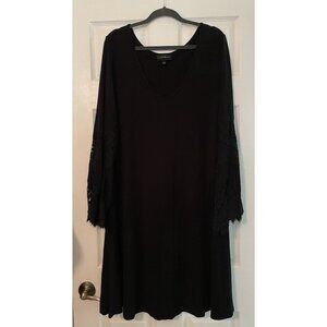 Lane Bryant Size 22/24 Black long lace Sleeve A-Line Flowy Black Dress witchy